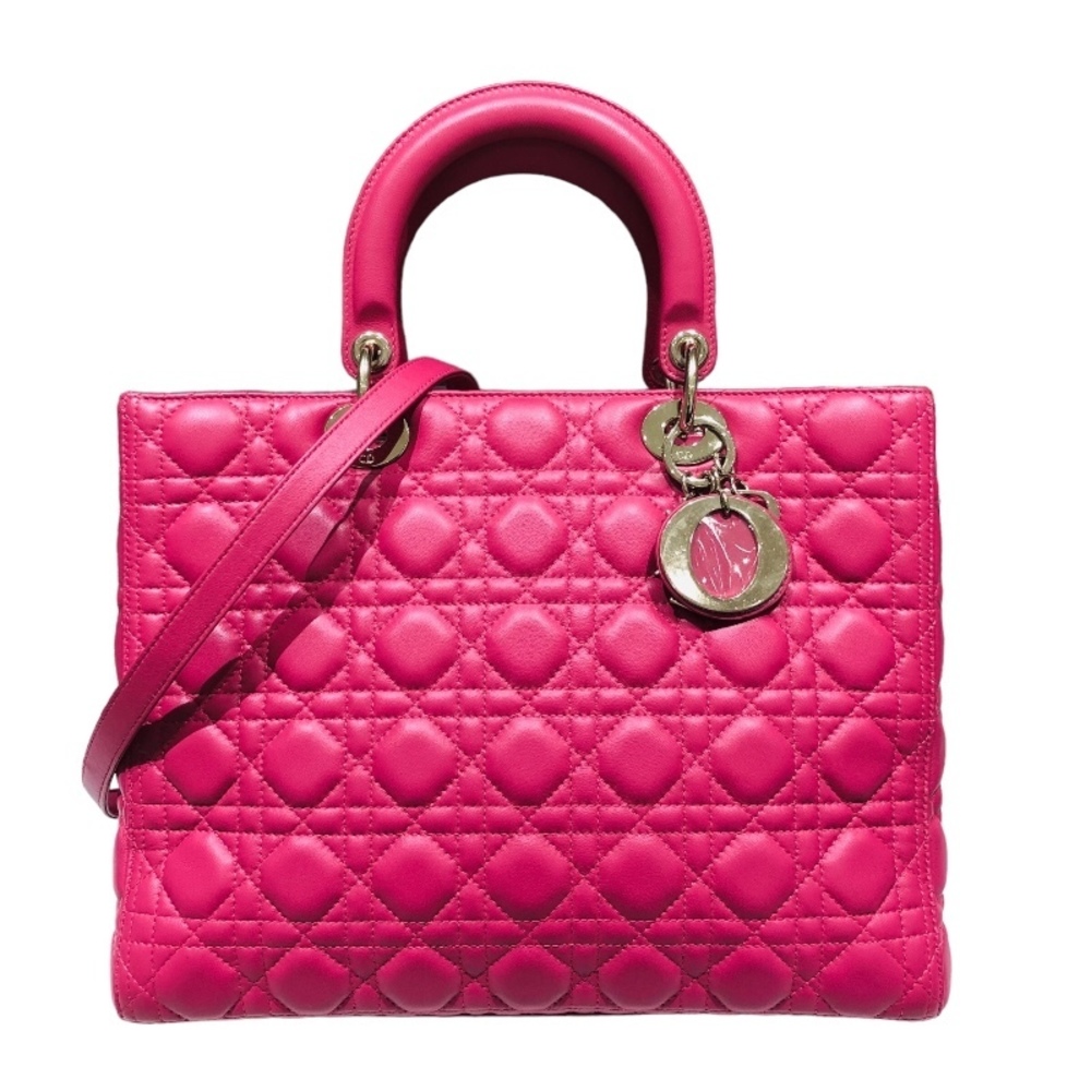 Christian Dior Large Pink GD Lambskin Handbag